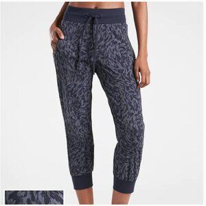 Athleta Trekkie North Crop Joggers 8 Blue Print Pull On Casual Athletic Pants